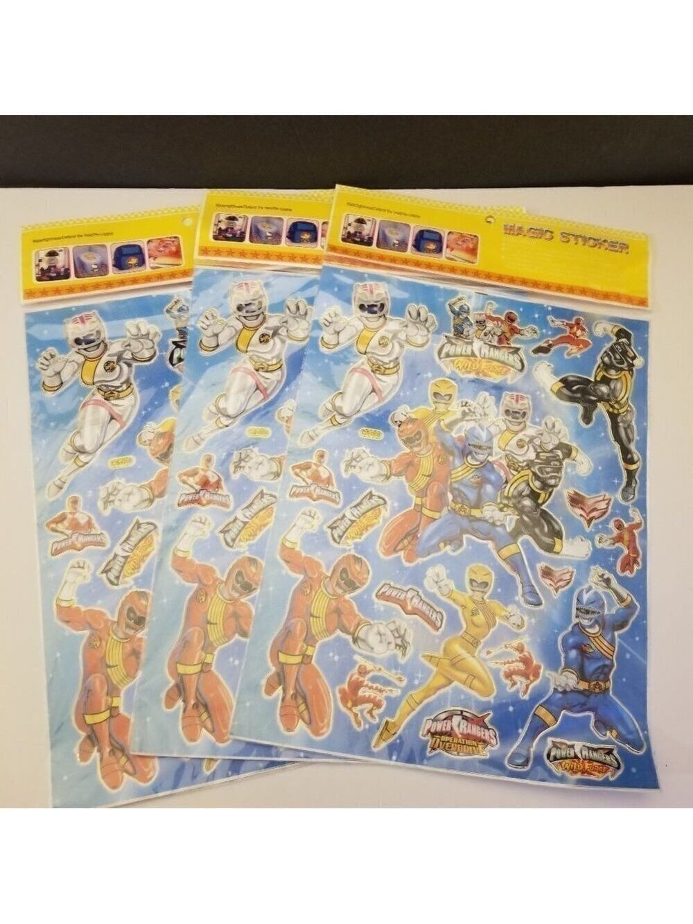 Power Rangers Stickers Reusable Vintage New Sealed Unopened Sheets Lot of 3